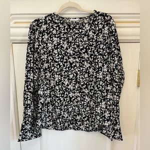 Ganni Floral Print Crepe Blouse